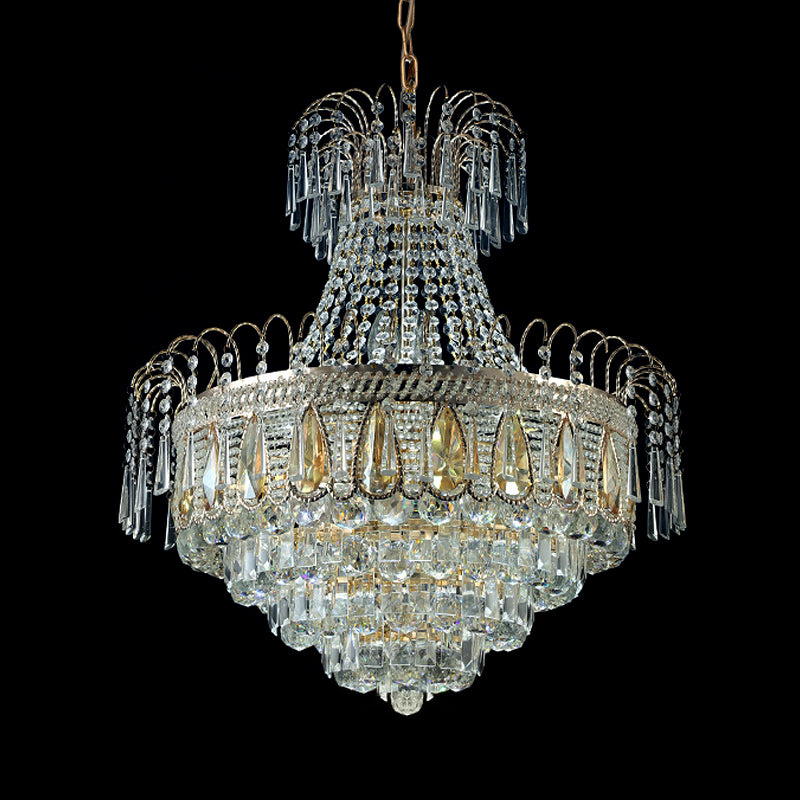 Tiered Bedroom Chandelier Light Fixture Crystal 10 Lights Contemporary Ceiling Light in Gold