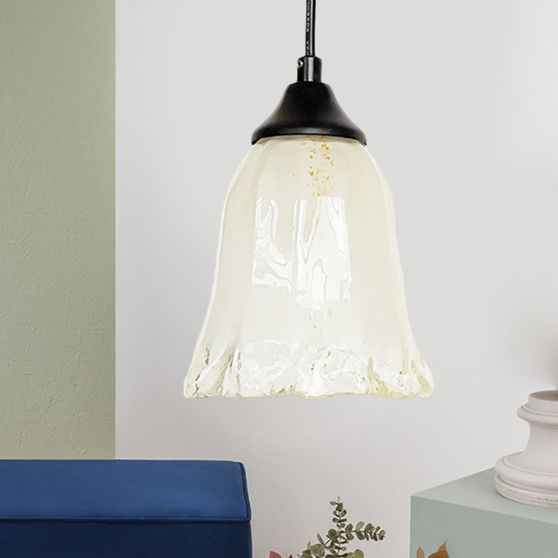 Bloemvorm/kegel woonkamer hangende lichtkit traditionele textuurglas 1 lichte witte hangers verlichting