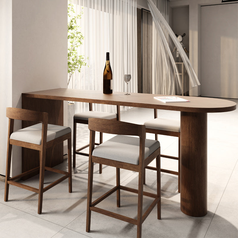 Brown Industrial Style Bar Table Solid Wood Indoor Casual Bar Table for Dining Room