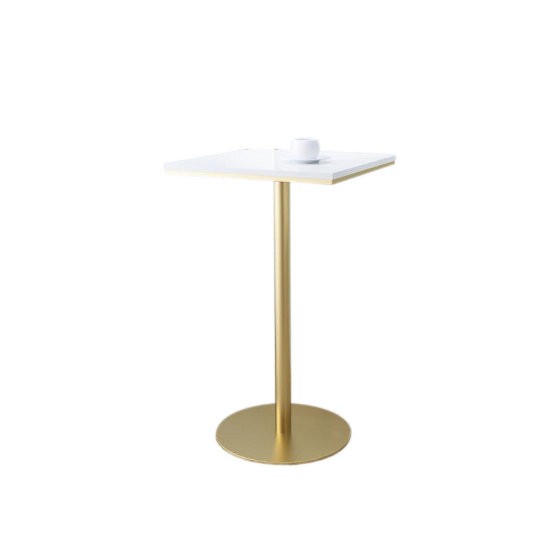 Glam White Marble Table with Round Table Top Gold Trestle Table - 42" H