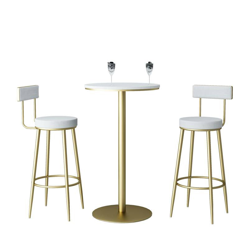 Glam White Marble Table with Round Table Top Gold Trestle Table - 42" H