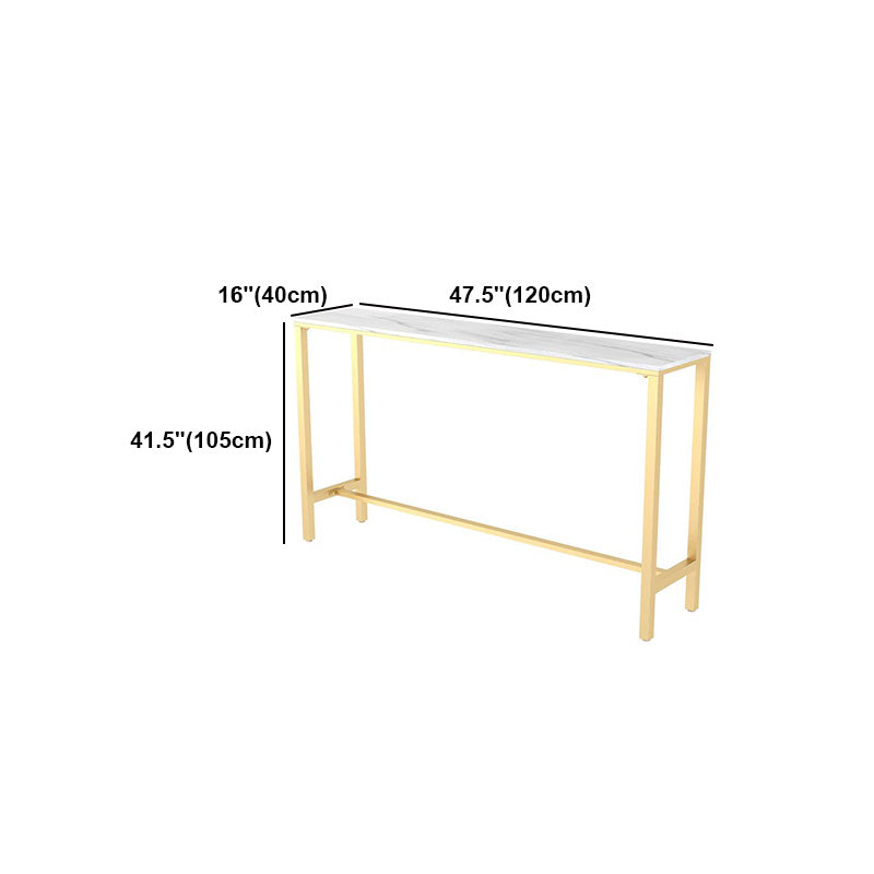 Glam White Marble Table with Round Table Top Gold Trestle Table - 42" H