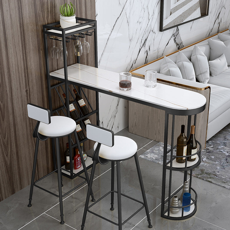 Glam White Marble Bistro Table with Specialty Table Top Double Pedestal Table - 42" H