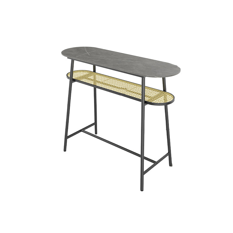 Modern Style Bar Table in Faux Marble and Metal Milk Tea Shop Bar Table in White