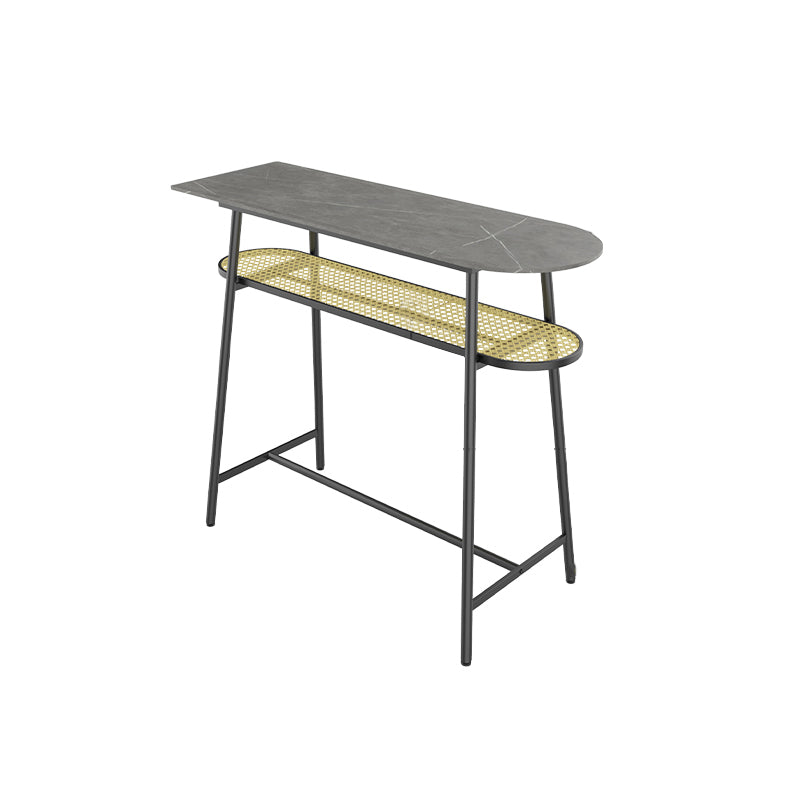 Modern Style Bar Table in Faux Marble and Metal Milk Tea Shop Bar Table in White