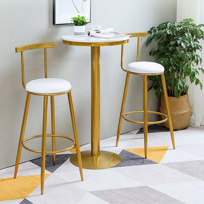 Glam Marble Counter Table with Round Table Top Gold Pedestal Table - 21.65'' Round