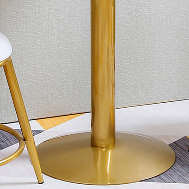 Glam Marble Counter Table with Round Table Top Gold Pedestal Table - 21.65'' Round