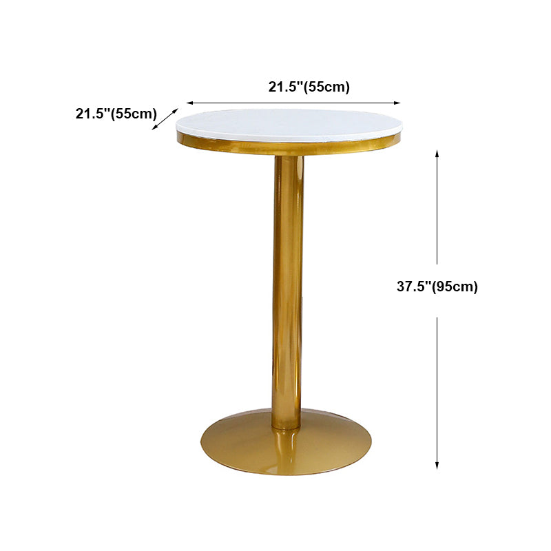 Glam Marble Counter Table with Round Table Top Gold Pedestal Table - 21.65'' Round