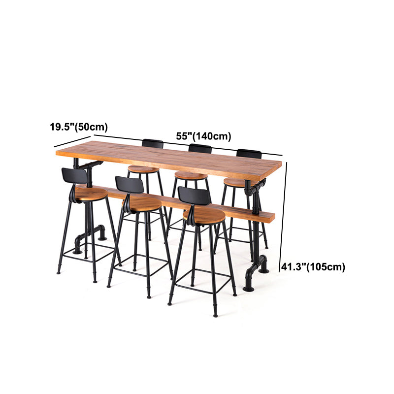 Brown Industrial Style Bar Table Solid Wood Milk Tea Shop Casual Table