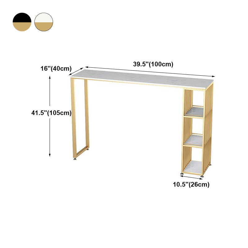 Glam Marble Counter Table with Rectangle Table Top Double Pedestal Table - 41.3" H