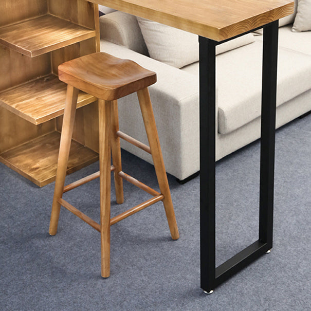 Modern Wood Bar Table with Rectangle Table Top Double Pedestal Table- 41.3" H