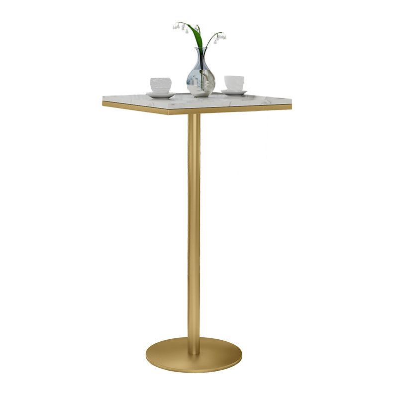 Round and Square Glam Style Bar Table in Faux Marble and Metal Milk Tea Shop Bar Table