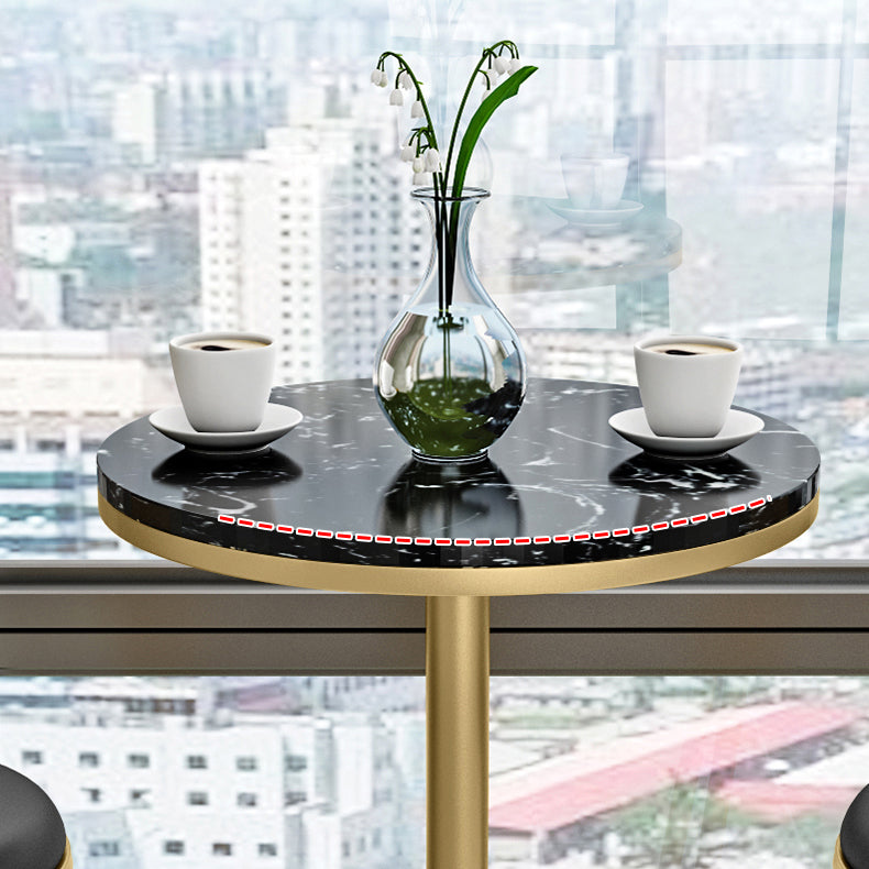 Round and Square Glam Style Bar Table in Faux Marble and Metal Milk Tea Shop Bar Table