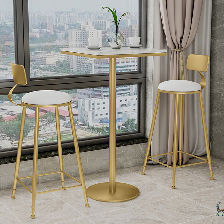 Round and Square Glam Style Bar Table in Faux Marble and Metal Milk Tea Shop Bar Table