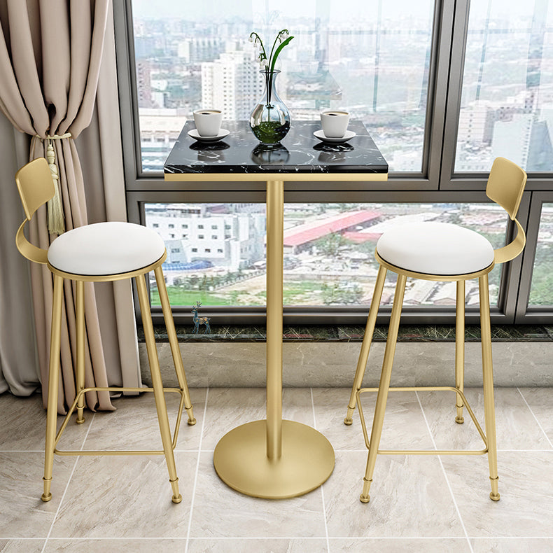 Round and Square Glam Style Bar Table in Faux Marble and Metal Milk Tea Shop Bar Table