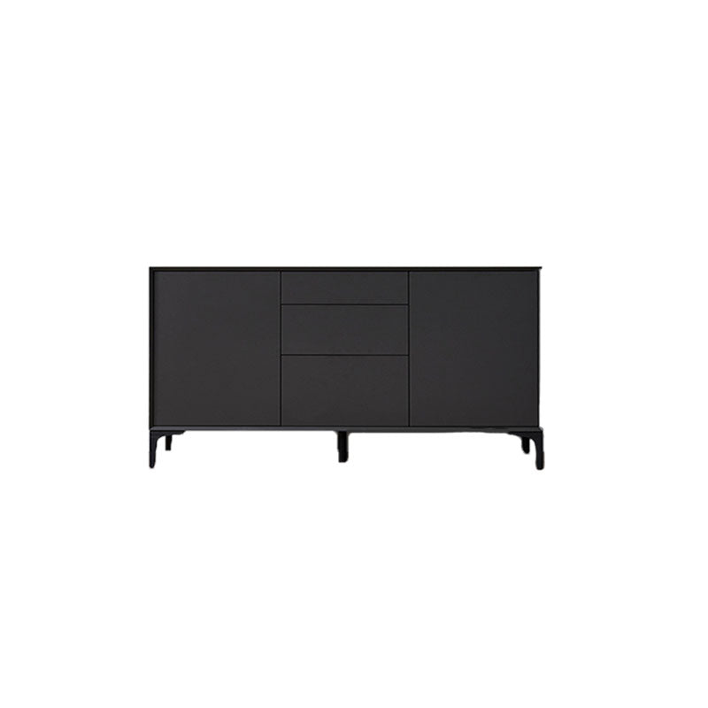 Black Buffet Sideboard Sintered Stone Top Server with Door and Drawer