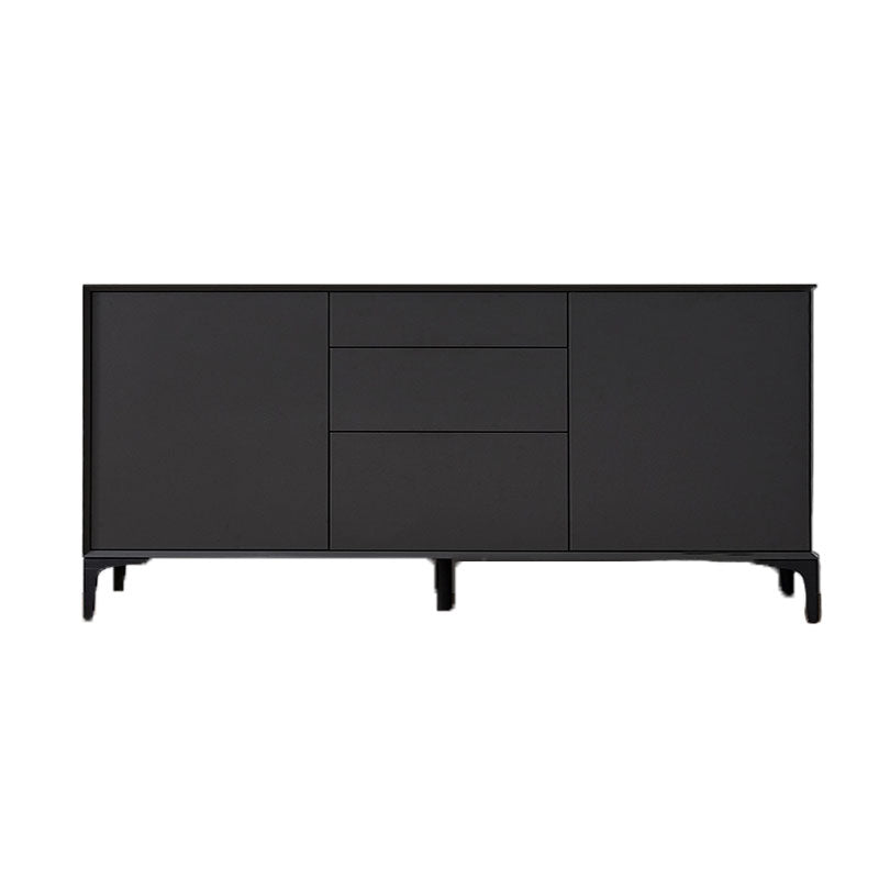 Black Buffet Sideboard Sintered Stone Top Server with Door and Drawer