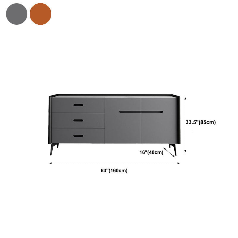 Glam Buffet Sideboard White Sintered Stone Top Server with Door and Drawer