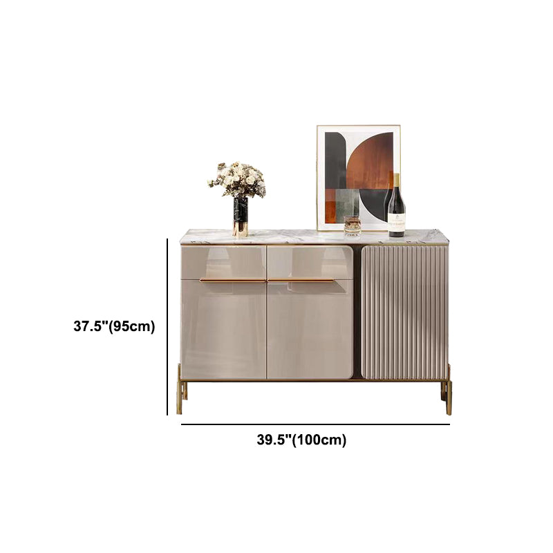 Wood Living Room Sideboard Cabinet Glam Buffet Server Cabinet with Storage and Drawer