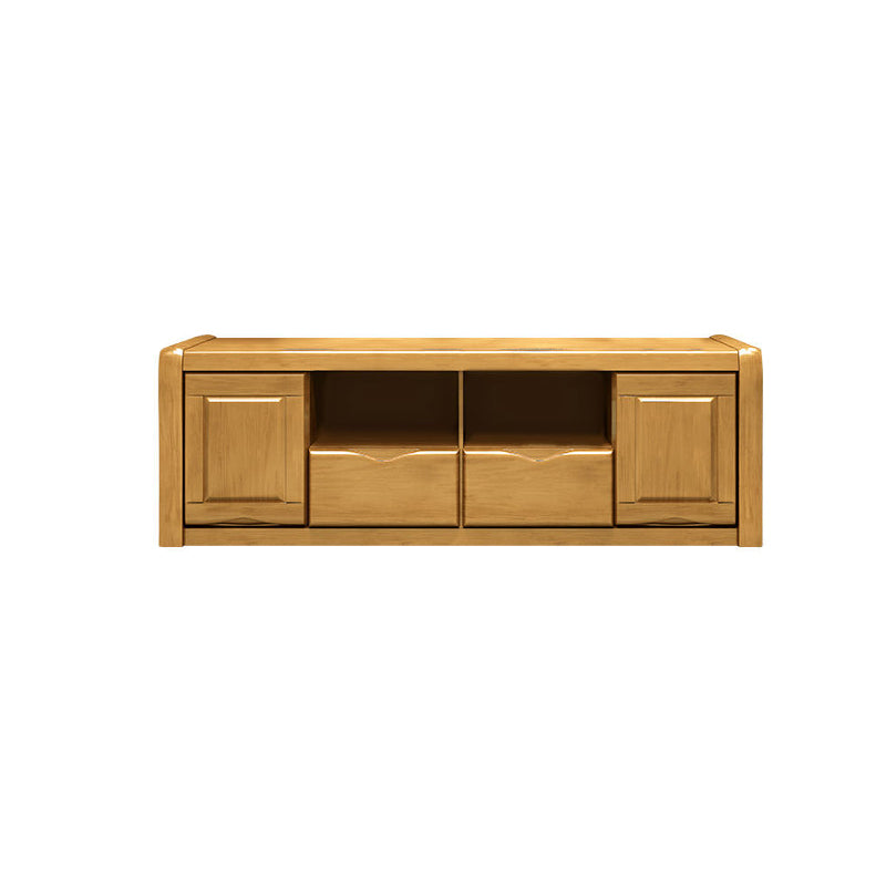 Modern Open Storage TV Console Solid Wood TV Stand with Drawers and Doors, 17" D X 18.5" H