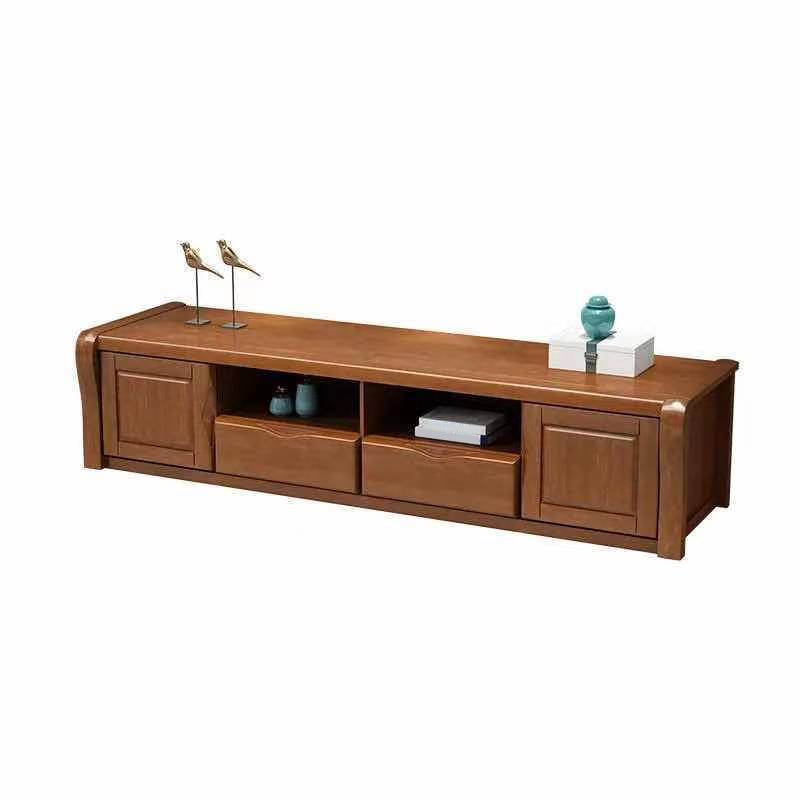 Modern Open Storage TV Console Solid Wood TV Stand with Drawers and Doors, 17" D X 18.5" H