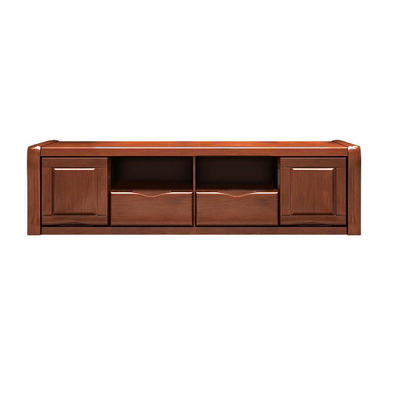 Modern Open Storage TV Console Solid Wood TV Stand with Drawers and Doors, 17" D X 18.5" H