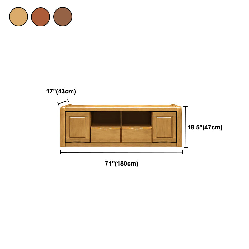 Modern Open Storage TV Console Solid Wood TV Stand with Drawers and Doors, 17" D X 18.5" H