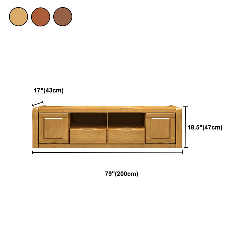 Modern Open Storage TV Console Solid Wood TV Stand with Drawers and Doors, 17" D X 18.5" H