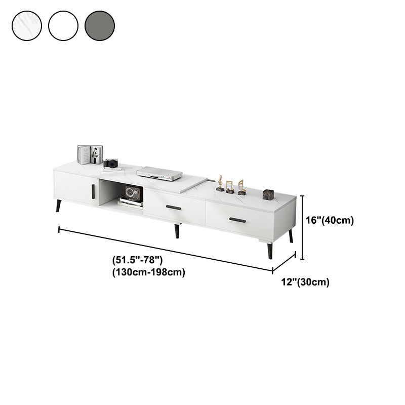 Modern TV Console Length Adjustable Wooden TV Stand with Drawers , 12" D X 16" H