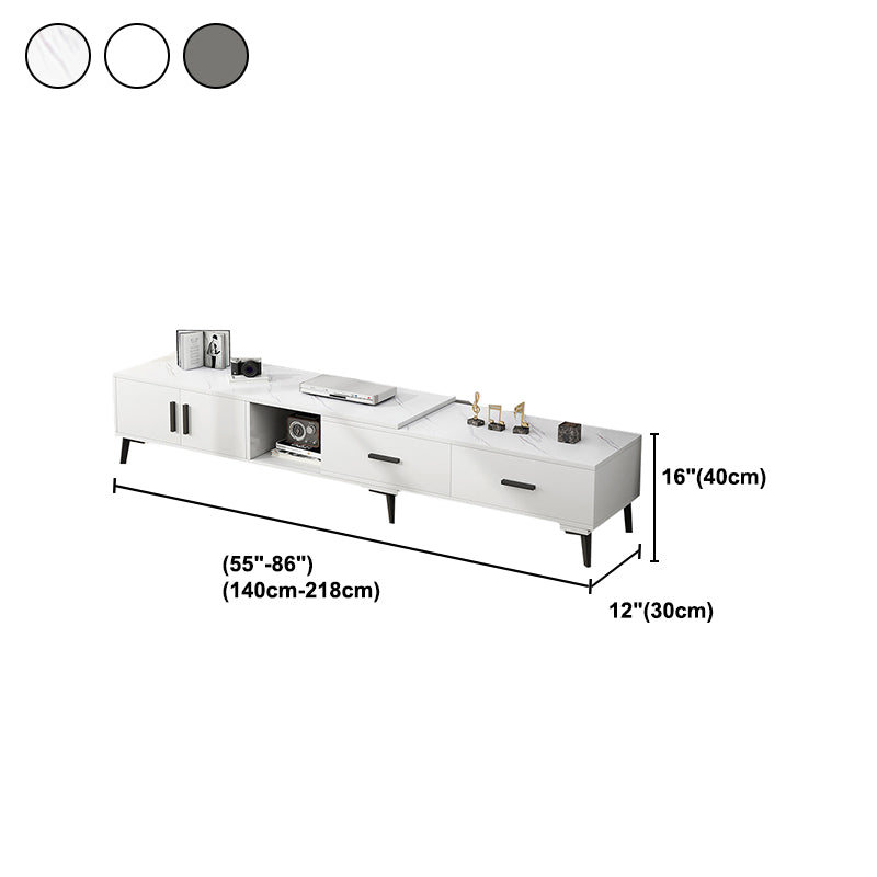 Modern TV Console Length Adjustable Wooden TV Stand with Drawers , 12" D X 16" H