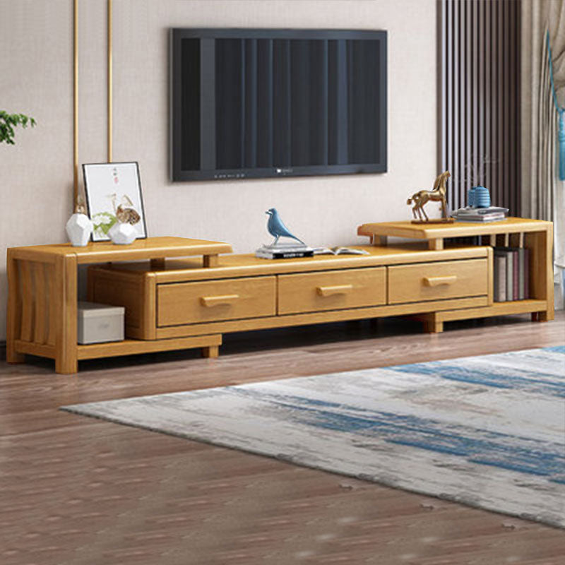 Solid Wood TV Stand Modern Adjustable TV Stand Console with Drawers