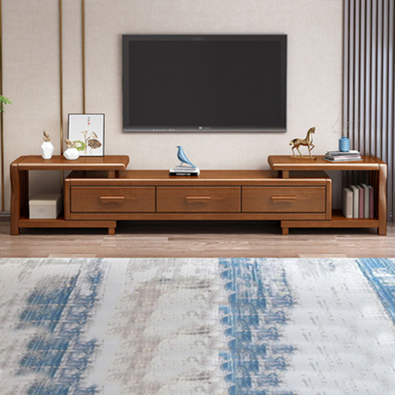 Solid Wood TV Stand Modern Adjustable TV Stand Console with Drawers