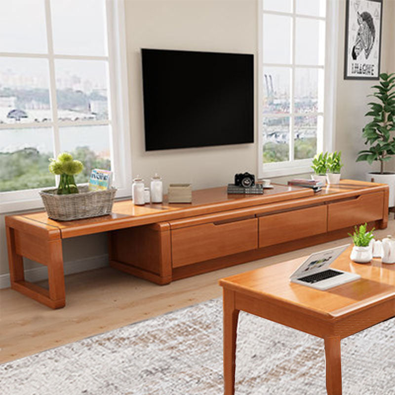 Solid Wood TV Stand Modern Adjustable TV Stand Console with Drawers