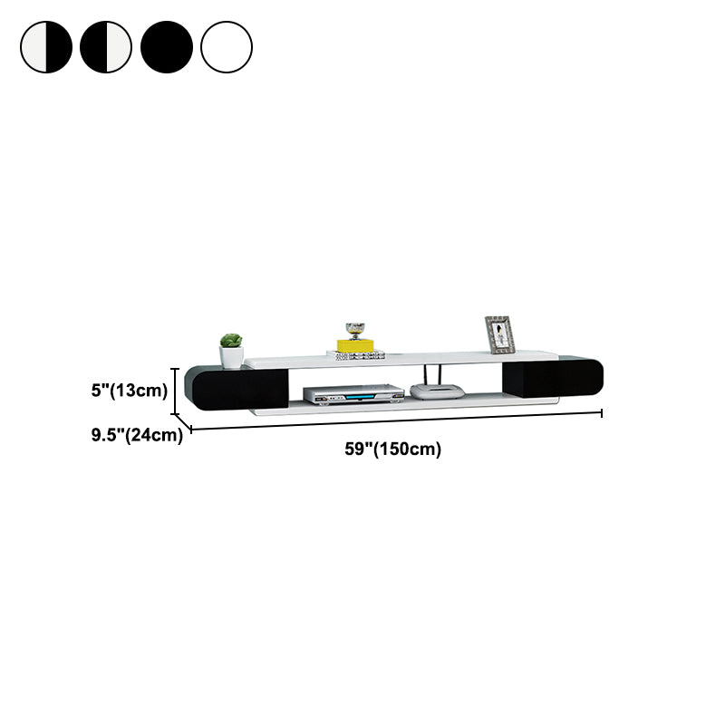 9.5" D Modern Wall-mounted TV Stand Wooden Media Console with 2 Shelfs