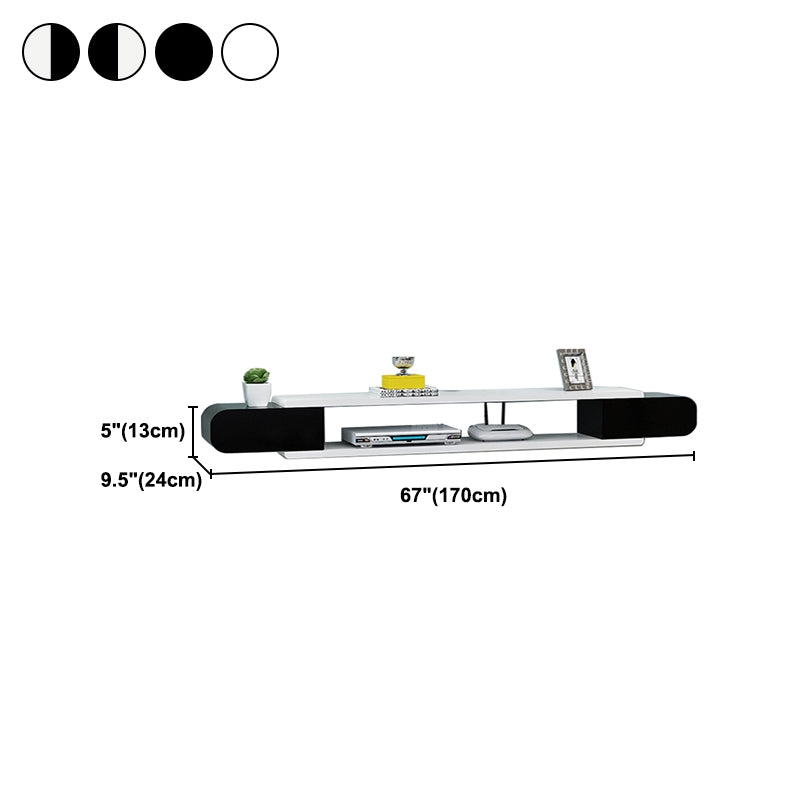 9.5" D Modern Wall-mounted TV Stand Wooden Media Console with 2 Shelfs