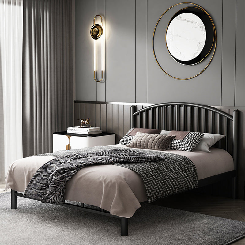 Arched Spindle Headboard Standard Bed with Metal Legs in Stainless Steel