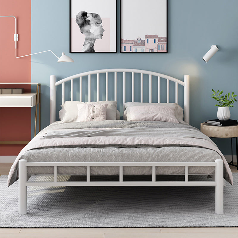 Arched Spindle Headboard Standard Bed with Metal Legs in Stainless Steel