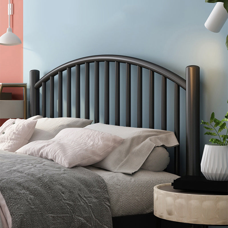 Arched Spindle Headboard Standard Bed with Metal Legs in Stainless Steel