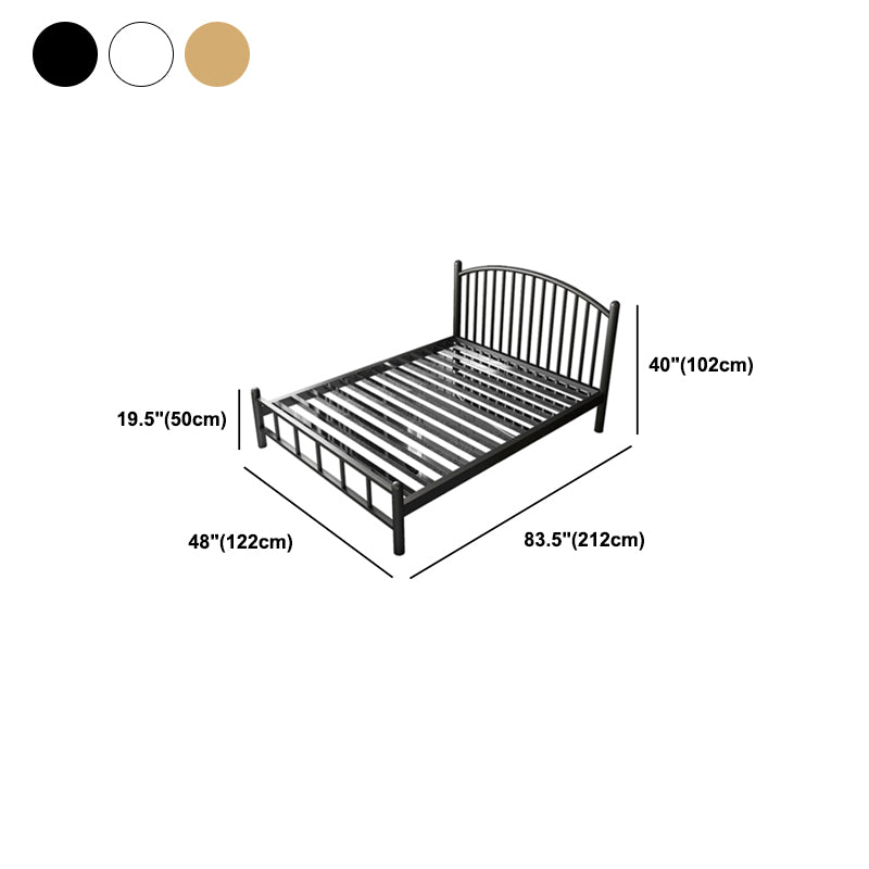 Arched Spindle Headboard Standard Bed with Metal Legs in Stainless Steel