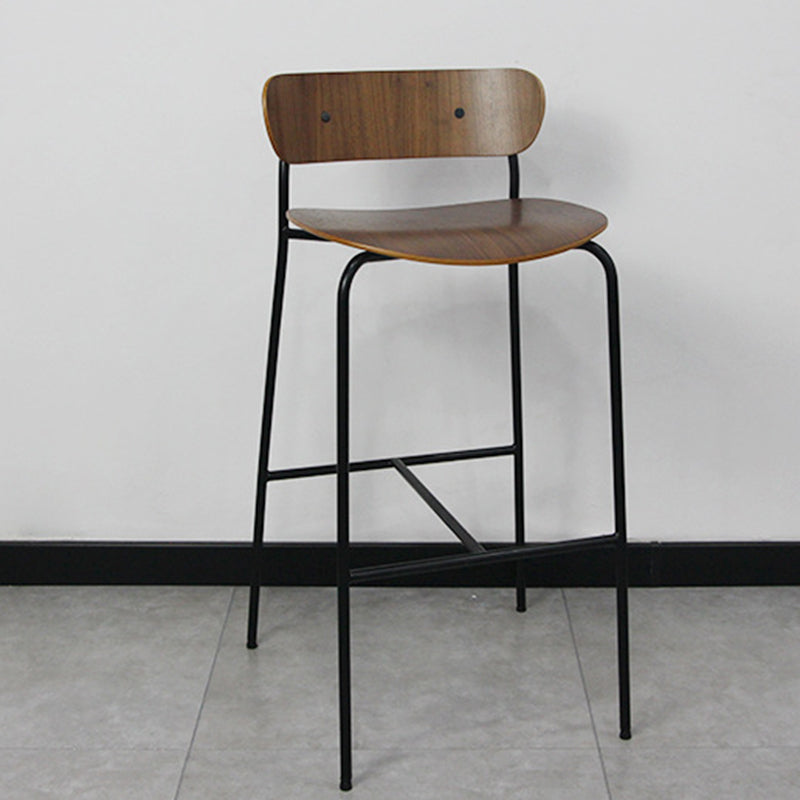 Modern Style Wood and Metal Bar Stool with Footrest Low Back Cafe Simple Bar Stool