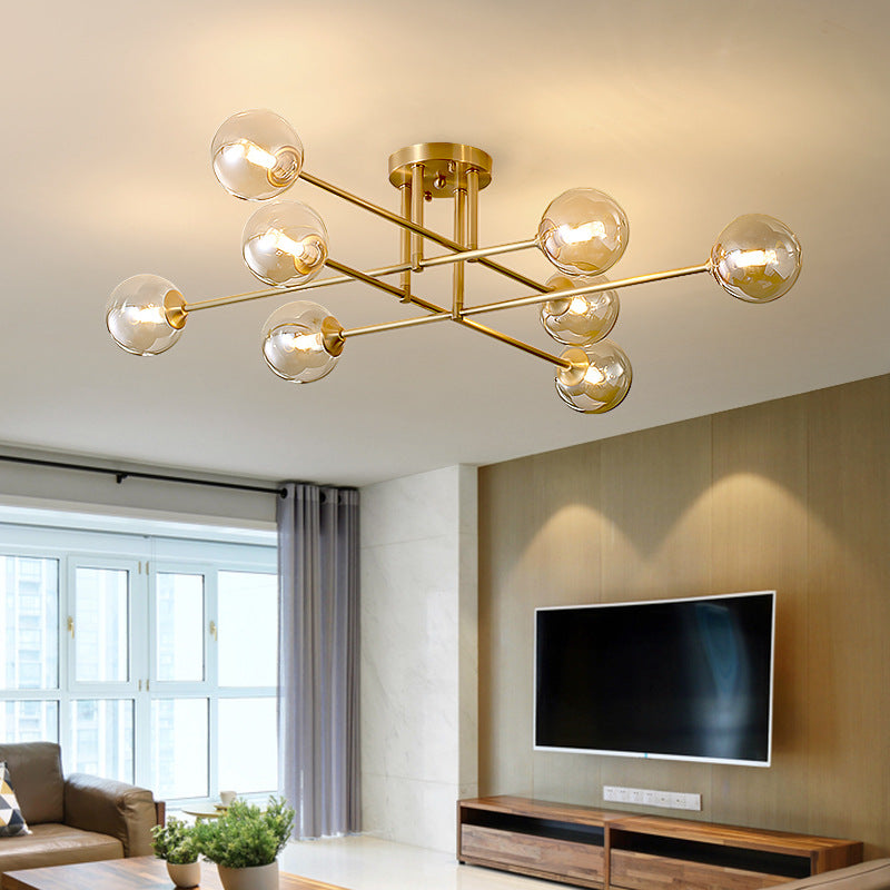 Modernism Golden Ceiling Light Globe Shaded Lighting for Foyer