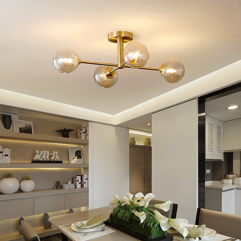 Modernism Golden Ceiling Light Globe Shaded Lighting for Foyer