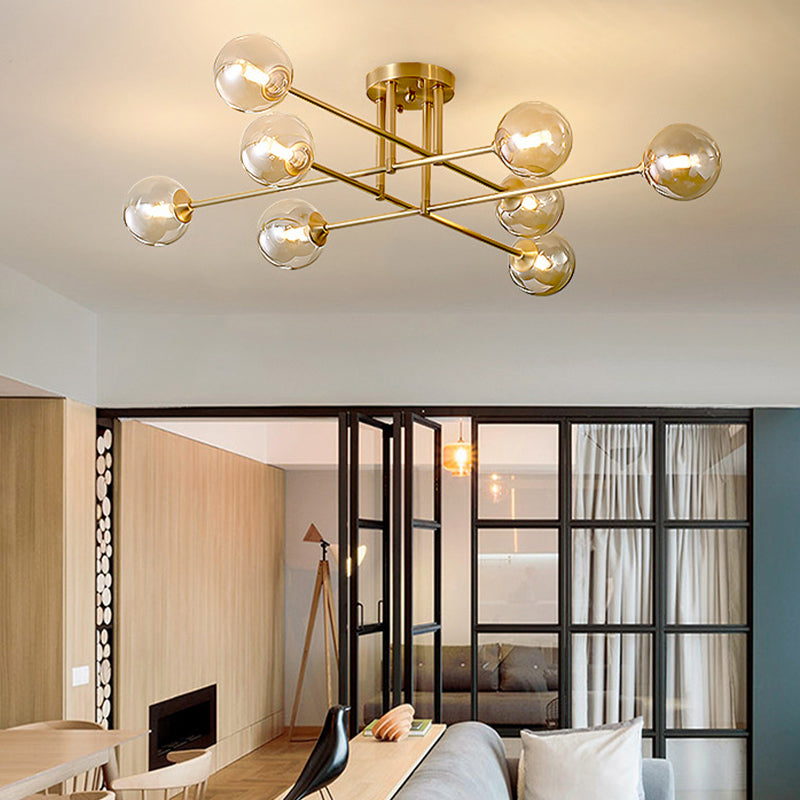 Modernism Golden Ceiling Light Globe Shaded Lighting for Foyer