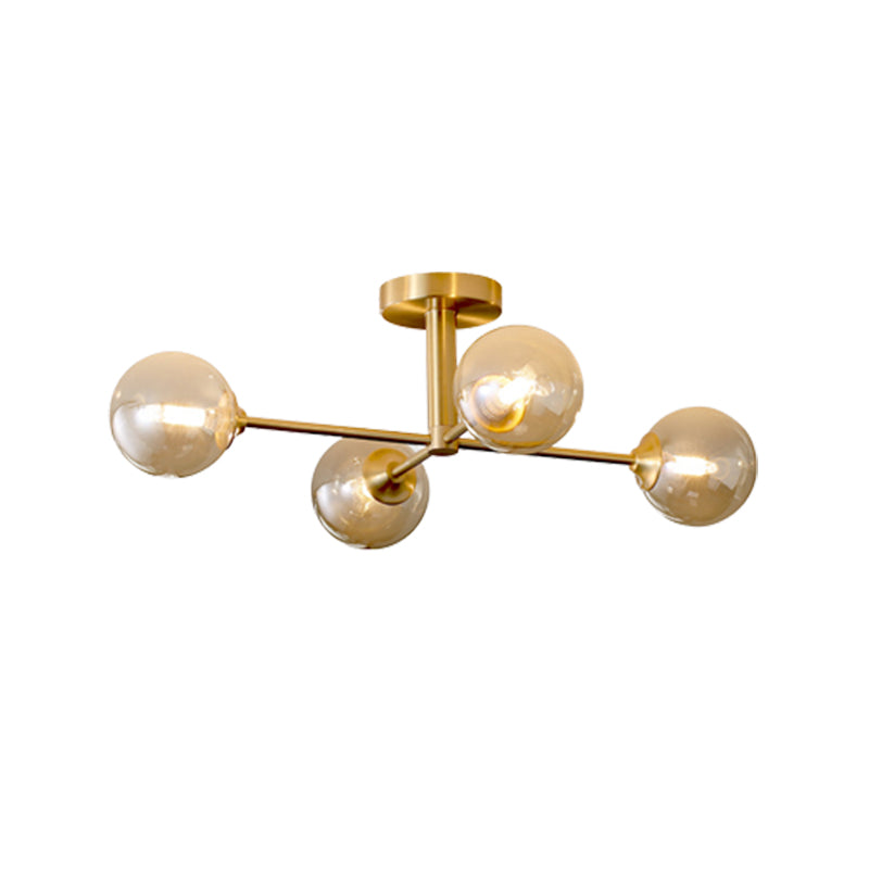 Modernism Golden Ceiling Light Globe Shaded Lighting for Foyer