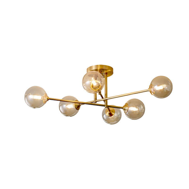 Modernism Golden Ceiling Light Globe Shaded Lighting for Foyer