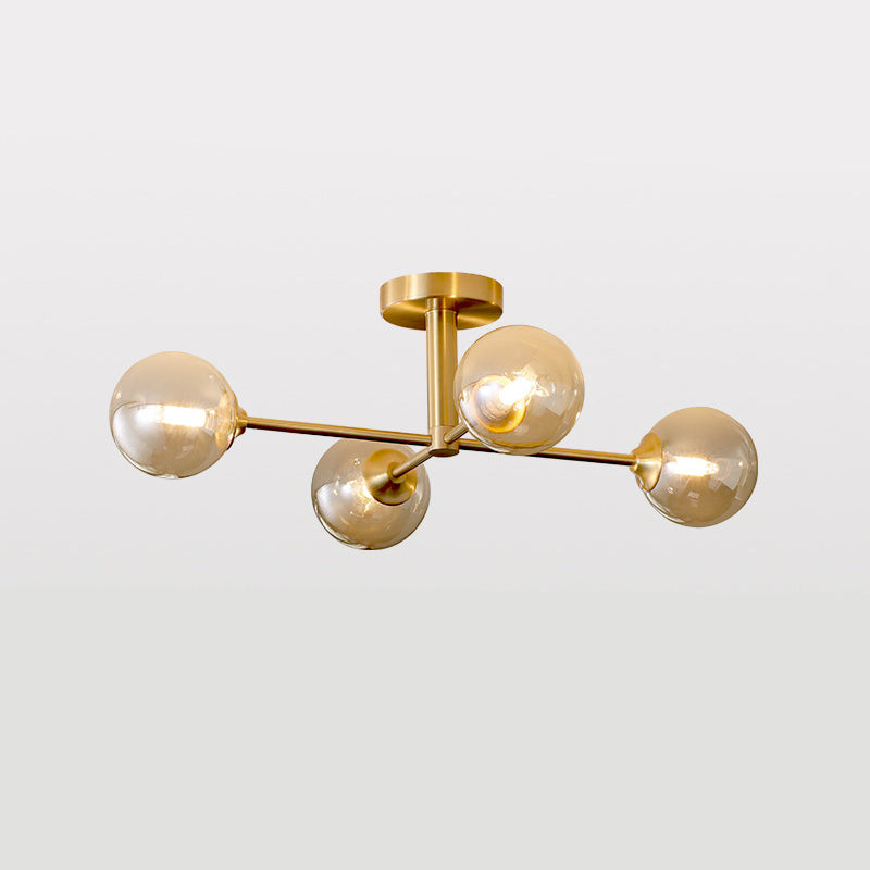 Modernism Golden Ceiling Light Globe Shaded Lighting for Foyer