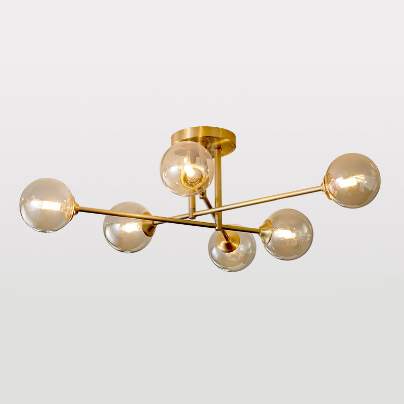 Modernism Golden Ceiling Light Globe Shaded Lighting for Foyer