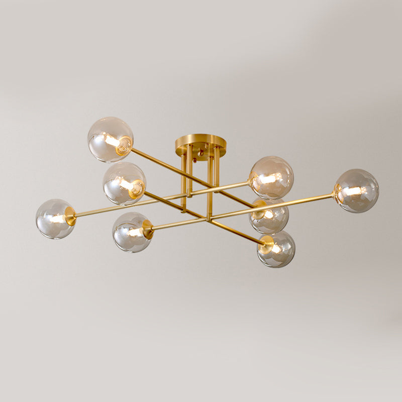 Modernism Golden Ceiling Light Globe Shaded Lighting for Foyer