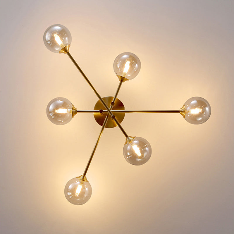 Modernism Golden Ceiling Light Globe Shaded Lighting for Foyer