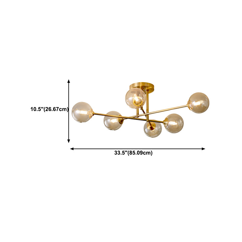 Modernism Golden Ceiling Light Globe Shaded Lighting for Foyer